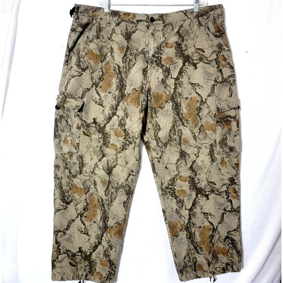 VTG 10X Men's Camo Cargo Pants Sz 2X Cinch Waist & pantlegs Pockets Hunting - Picture 1 of 16